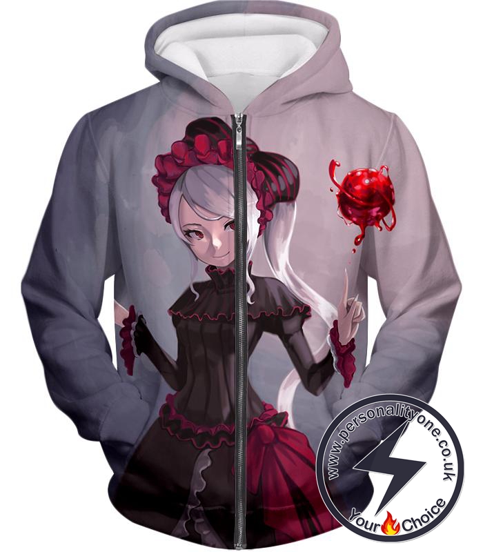 Overlord Blood Loving Vampire Shalltear Bloodfallen Cool White Zip Up Hoodie